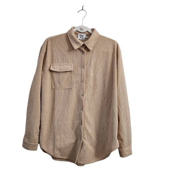 Princess Polly Tops - Princess Polly Womens Western Corduroy Top‎ 6 Beige Shacket Button Front Boho